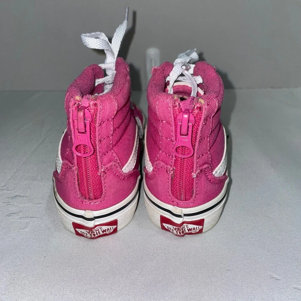 Vans‎ Sk8-Hi Zip Pink High Top Sneakers Kids Size 11 Missy Canvas Skate Shoes